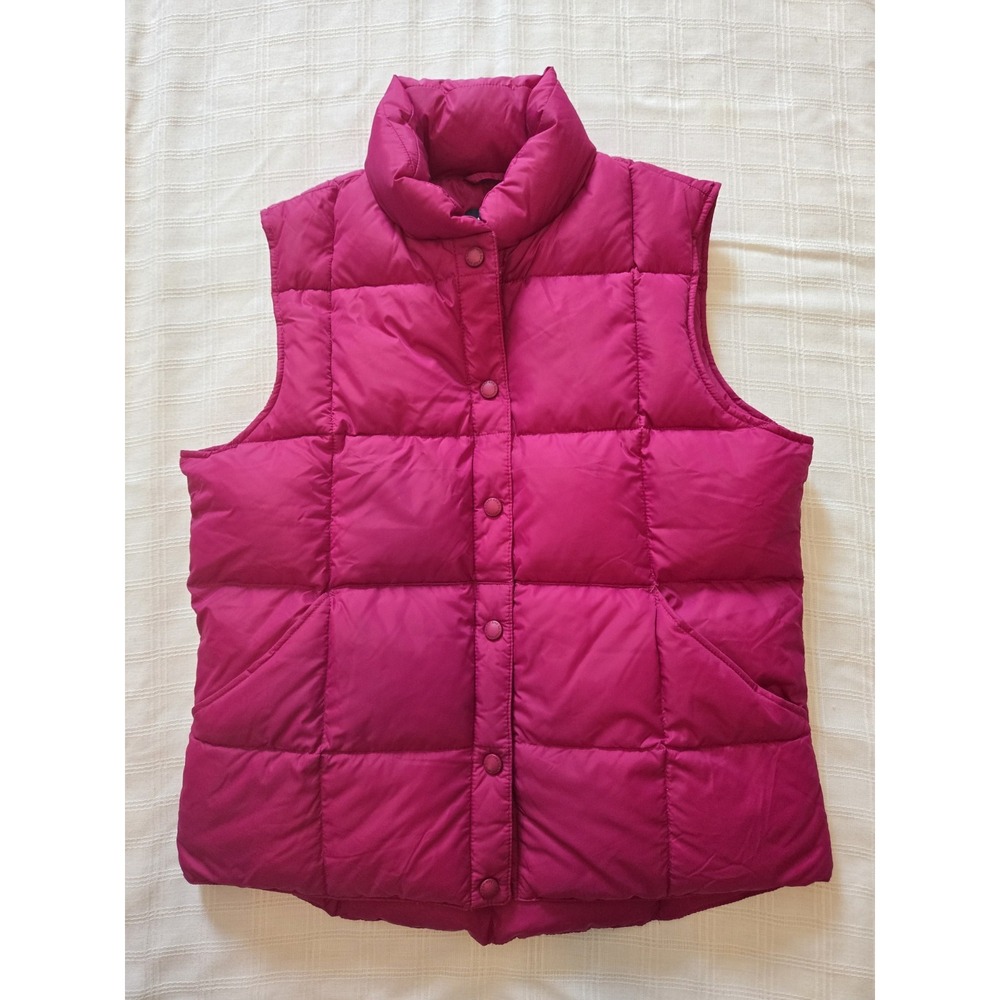 Lands'End Women's Pink Snap Up Goose Down Quilted Puffer Vest Small 6-8 Warm